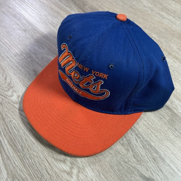 VTG Starter New York Mets Snapback Hat MLB Blue Orange Cap Made in USA - Picture 9 of 10